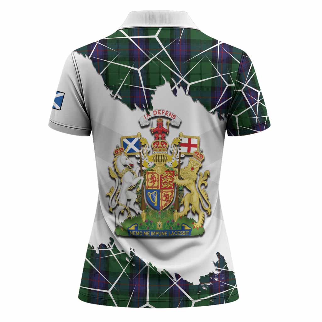 Armstrong Tartan Women Polo Shirt with Family Crest and Lion Rampant Grunge Style
