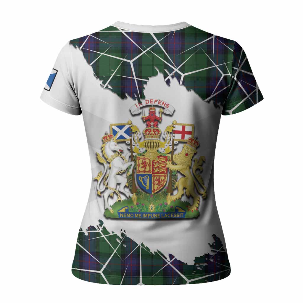 Armstrong Tartan Women T shirt with Family Crest and Lion Rampant Grunge Style