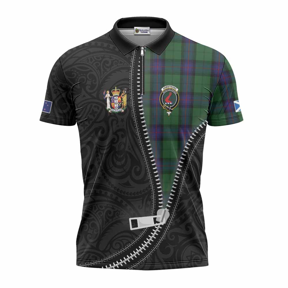 Armstrong Tartan Zipper Polo Shirt New Zealand Pattern Unique Zipper Stylized
