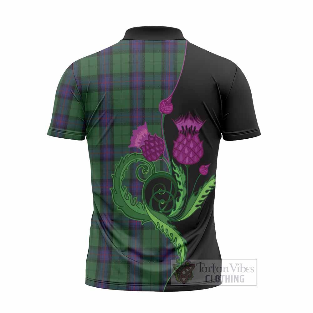 Armstrong Tartan Zipper Polo Shirt Traditional Scottish Thistle