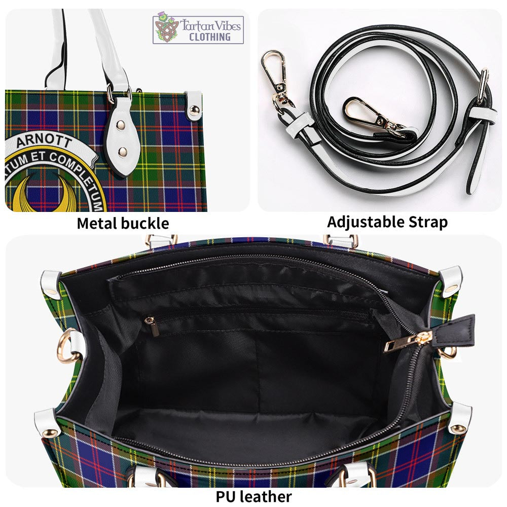 Tartan Vibes Clothing Arnott Tartan Luxury Leather Handbags with Family Crest