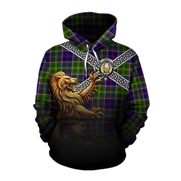Arnott Crest Tartan Cotton Hoodie with Golden Lion Emblem Celtic Style Pullover Hoodie XS - Tartan Vibes Clothing