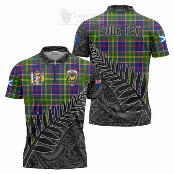 Arnott Crest Tartan Zipper Polo Shirt with New Zealand Silver Fern Half Style Unisex - Tartan Vibes Clothing