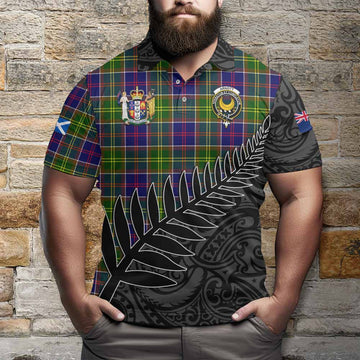 Arnott Crest Tartan Polo Shirt with New Zealand Silver Fern Half Style Kid - Tartan Vibes Clothing