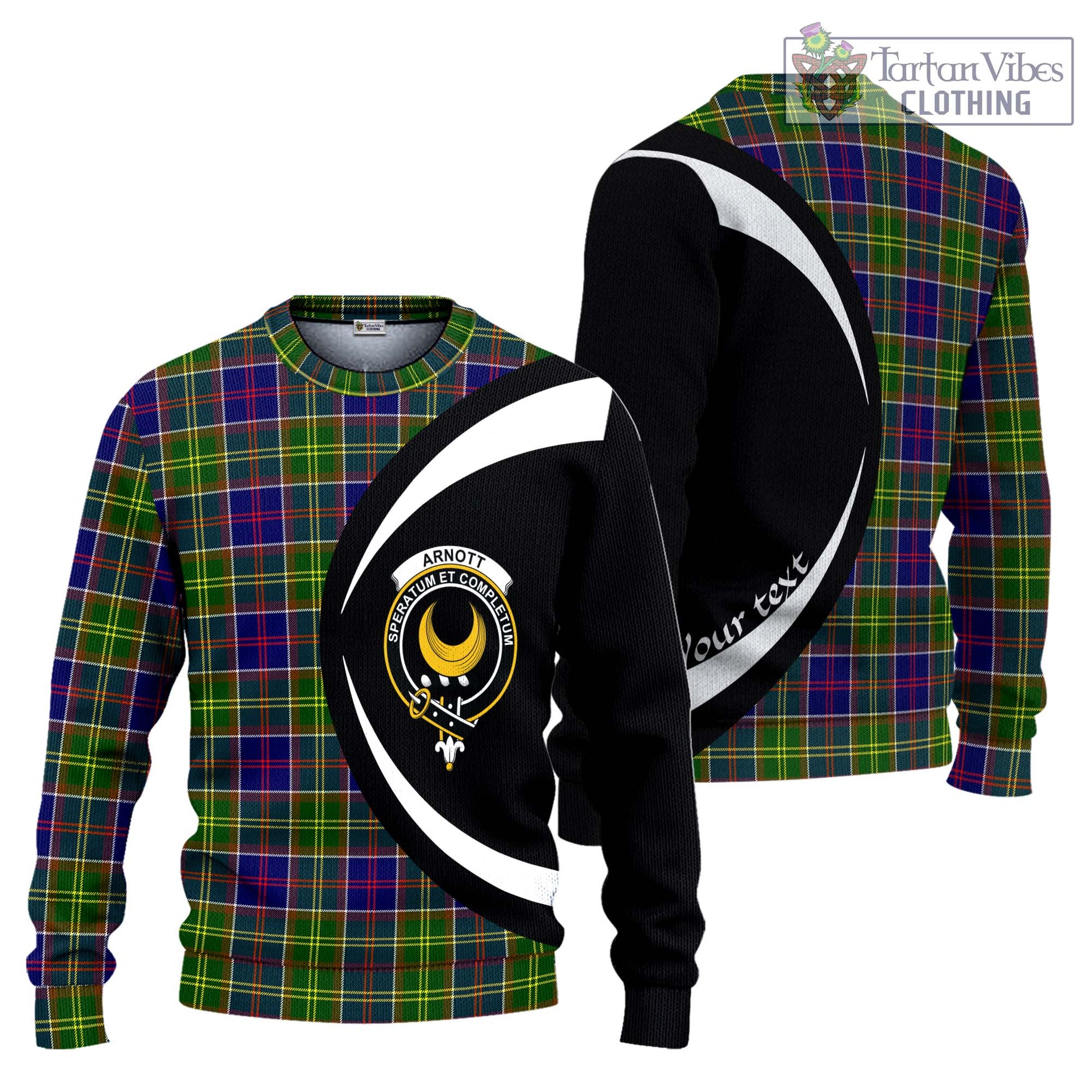 Arnott Tartan Ugly Sweater with Family Crest Circle Style Unisex - Tartan Vibes Clothing