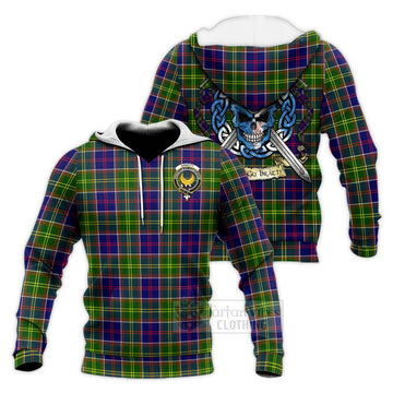Arnott Tartan Knitted Hoodie with Family Crest Celtic Skull Style Unisex Knitted Pullover Hoodie - Tartan Vibes Clothing