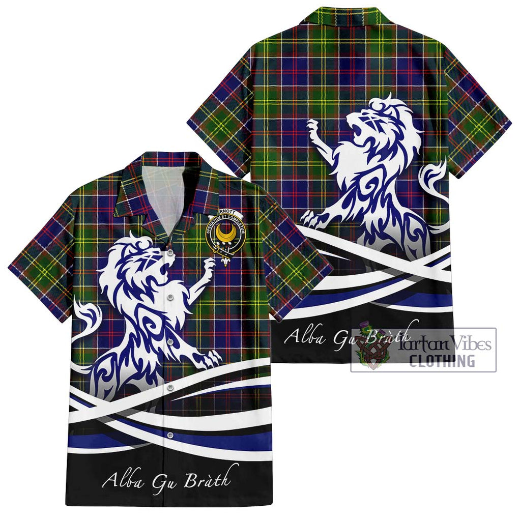 Arnott Tartan Hawaiian Shirt with Alba Gu Brath Regal Lion Emblem Kid - Tartan Vibes Clothing