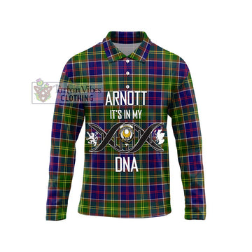 Arnott Tartan Long Sleeve Polo Shirt with Family Crest DNA In Me Style Unisex - Tartan Vibes Clothing