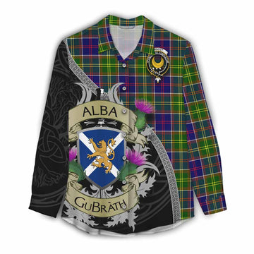 Arnott Tartan Family Crest Women's Casual Shirt Lion Rampant Royal Thistle Shield Celtic Inspired Female - Tartan Vibes Clothing