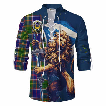 Arnott Tartan Family Crest Ghillie Kilt Shirt with Scottish Majestic Lion Men - Tartan Vibes Clothing