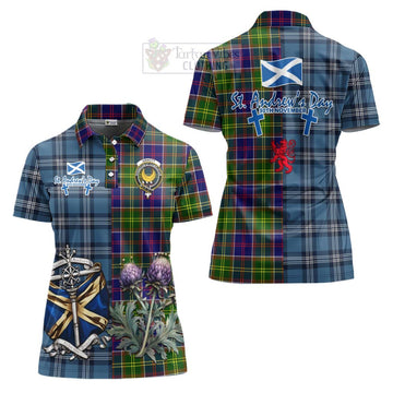 Arnott Tartan Women's Polo Shirt Happy St. Andrew's Day Half Tartan Style Women - Tartan Vibes Clothing