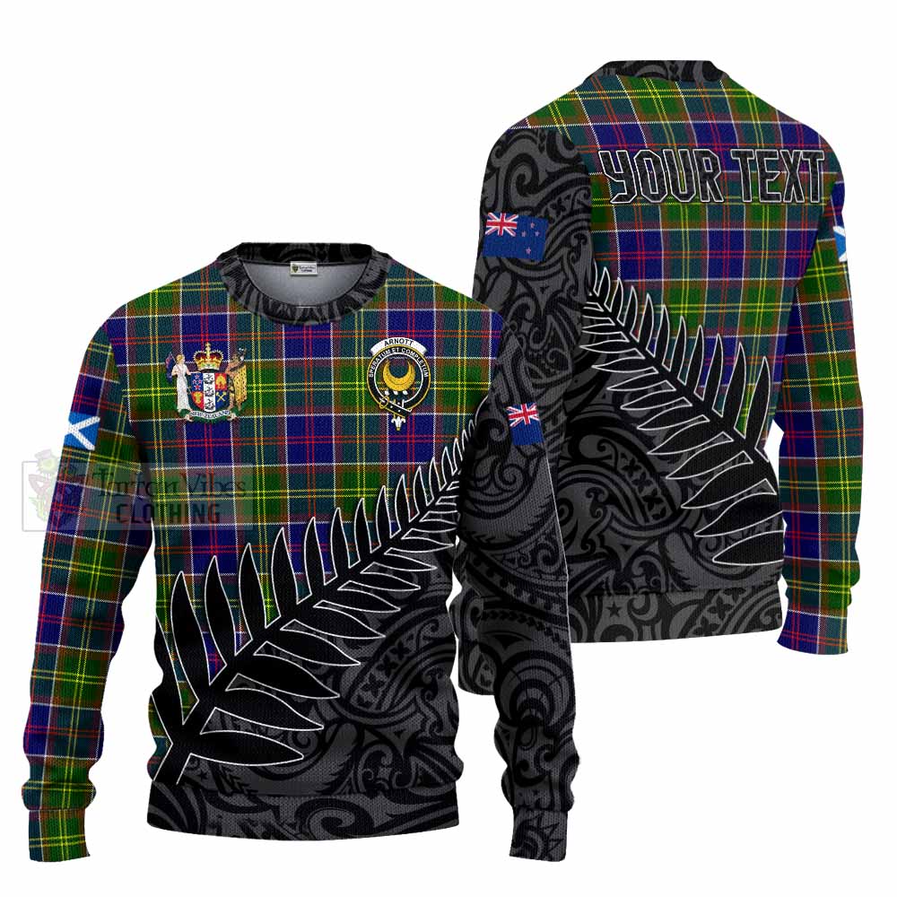 Arnott Crest Tartan Knitted Sweater with New Zealand Silver Fern Half Style Unisex - Tartan Vibes Clothing