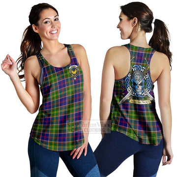 Arnott Tartan Women's Racerback Tanks with Family Crest Celtic Skull Style 4XL - Tartan Vibes Clothing