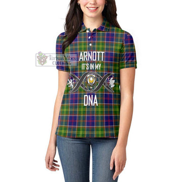 Arnott Tartan Women's Polo Shirt with Family Crest DNA In Me Style Women - Tartan Vibes Clothing