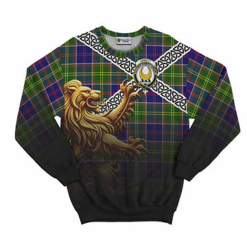 Arnott Crest Tartan Sweatshirt with Golden Lion Emblem Celtic Style Unisex - Tartan Vibes Clothing