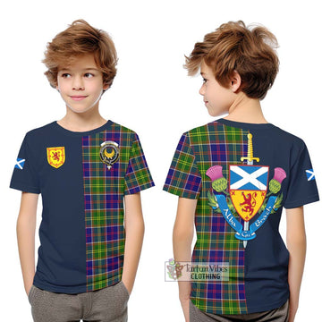 Arnott Tartan Kid T-Shirt Alba with Scottish Lion Royal Arm Half Style Youth XL Size14 - Tartan Vibes Clothing