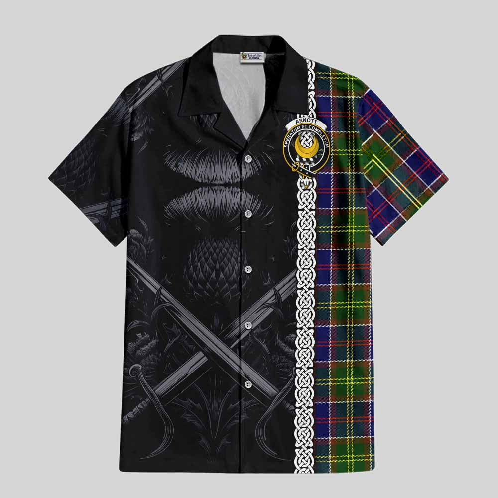 Arnott Tartan Hawaiian Shirt with Family Crest Cross Sword Thistle Celtic Vibes Kid - Tartan Vibes Clothing