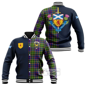 Arnott Tartan Baseball Jacket Alba with Scottish Lion Royal Arm Half Style Unisex - Tartan Vibes Clothing