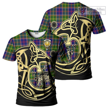 Arnott Tartan T-Shirt with Family Crest Celtic Wolf Style
