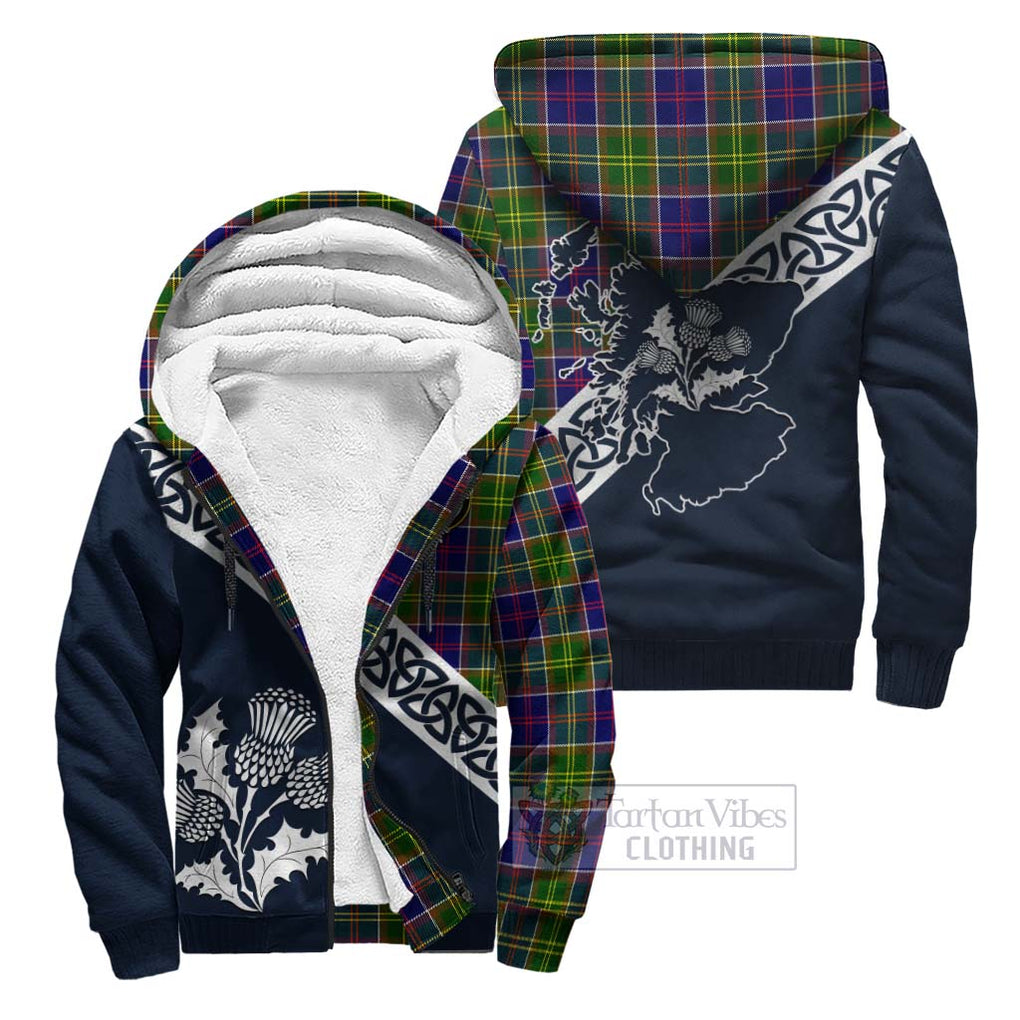 Arnott Tartan Sherpa Hoodie Featuring Thistle and Scotland Map Unisex - Tartan Vibes Clothing