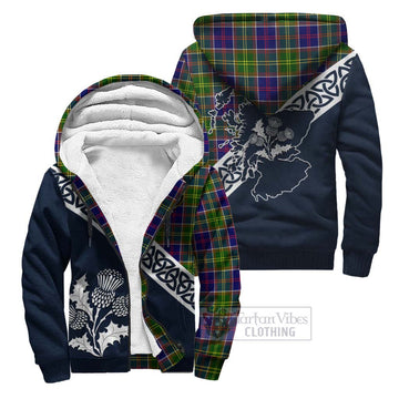Arnott Tartan Sherpa Hoodie Featuring Thistle and Scotland Map Unisex - Tartan Vibes Clothing