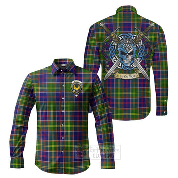 Arnott Tartan Long Sleeve Button Shirt with Family Crest Celtic Skull Style Men's Shirt S - Tartan Vibes Clothing