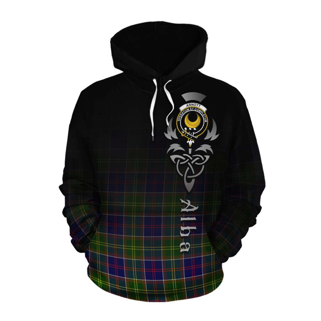 Tartan Vibes Clothing Arnott Tartan Cotton Hoodie Featuring Alba Gu Brath Family Crest Celtic Inspired