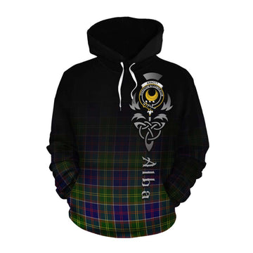 Tartan Vibes Clothing Arnott Tartan Cotton Hoodie Featuring Alba Gu Brath Family Crest Celtic Inspired
