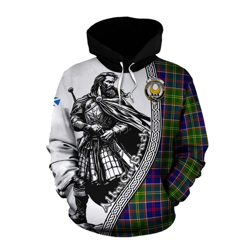 Arnott Tartan Clan Crest Cotton Hoodie with Highlander Warrior Celtic Style Pullover Hoodie XS - Tartan Vibes Clothing