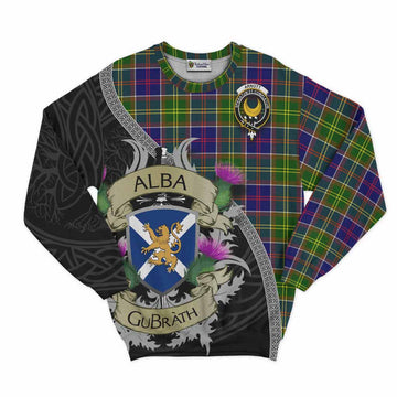 Arnott Tartan Family Crest Sweatshirt Lion Rampant Royal Thistle Shield Celtic Inspired Unisex - Tartan Vibes Clothing