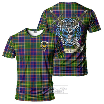 Tartan Vibes Clothing Arnott Tartan T-Shirt with Family Crest Celtic Skull Style