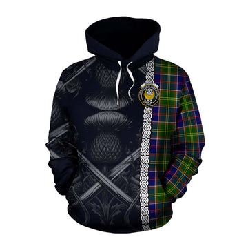Arnott Tartan Cotton Hoodie with Family Crest Cross Sword Thistle Celtic Vibes Pullover Hoodie XS - Tartan Vibes Clothing