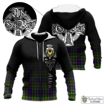 Tartan Vibes Clothing Arnott Tartan Knitted Hoodie Featuring Alba Gu Brath Family Crest Celtic Inspired