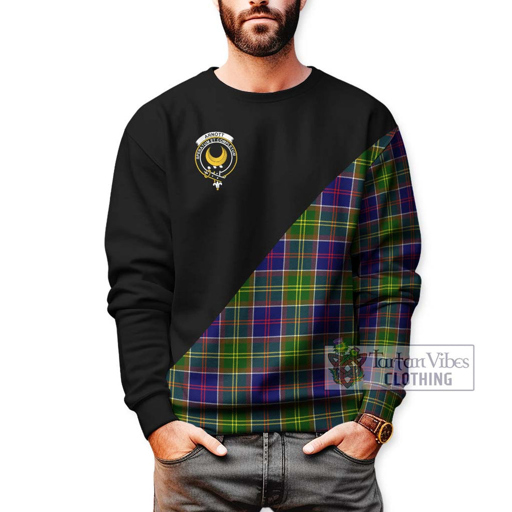 Arnott Tartan Sweatshirt with Family Crest and Military Logo Style Unisex - Tartan Vibes Clothing