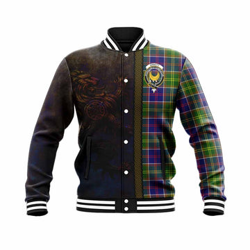 Tartan Vibes Clothing Arnott Tartan Family Crest Baseball Jacket Alba Gu Brath Be Brave Lion Ancient Style
