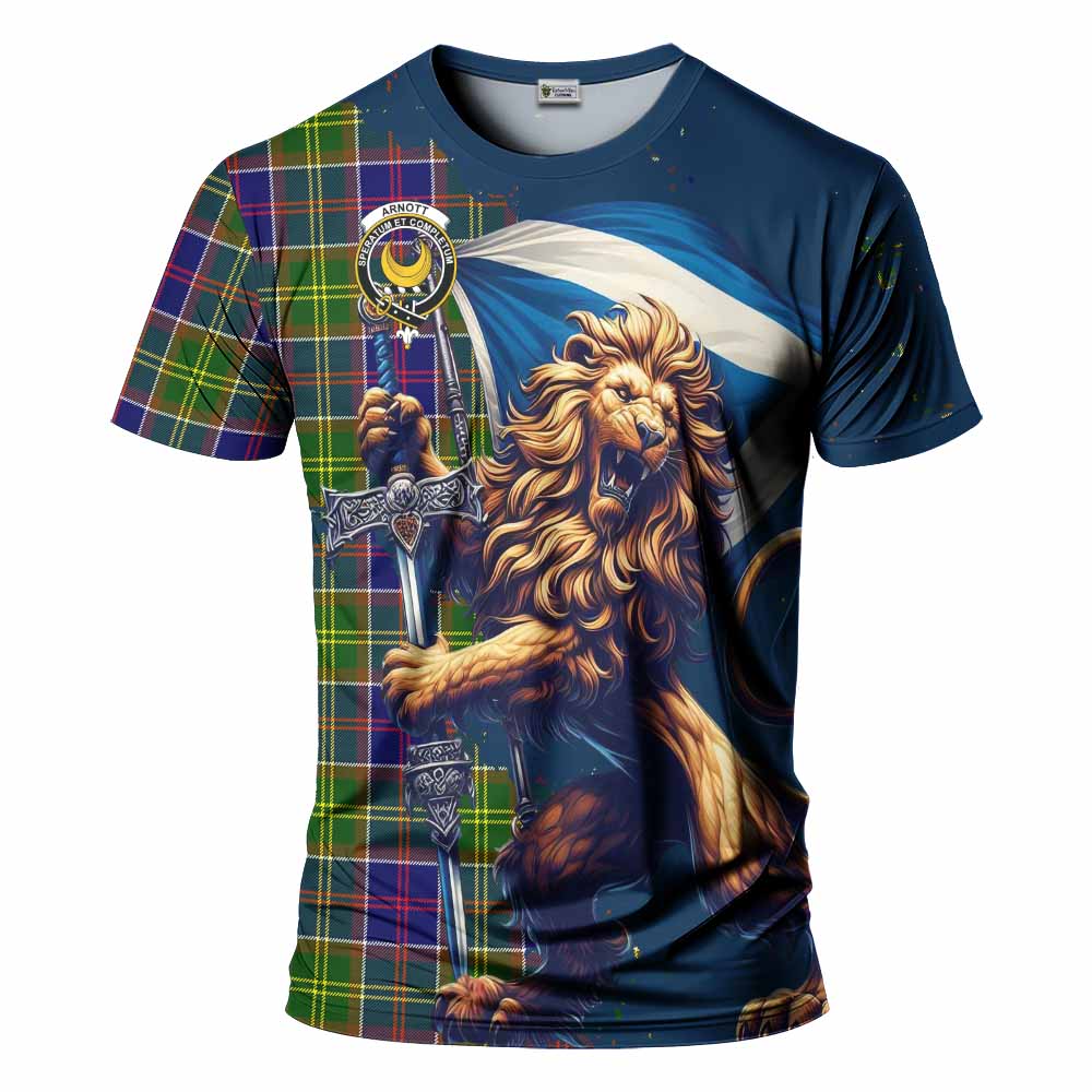 Tartan Vibes Clothing Arnott Tartan Family Crest T-Shirt with Scottish Majestic Lion
