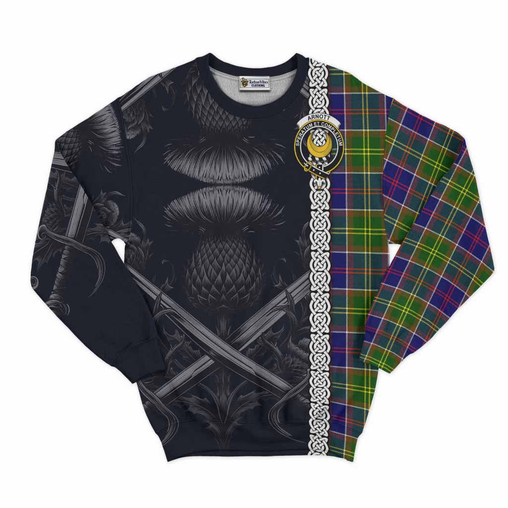 Arnott Tartan Sweatshirt with Family Crest Cross Sword Thistle Celtic Vibes Unisex - Tartan Vibes Clothing