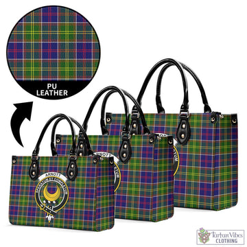 Arnott Tartan Luxury Leather Handbags with Family Crest L - Tartan Vibes Clothing