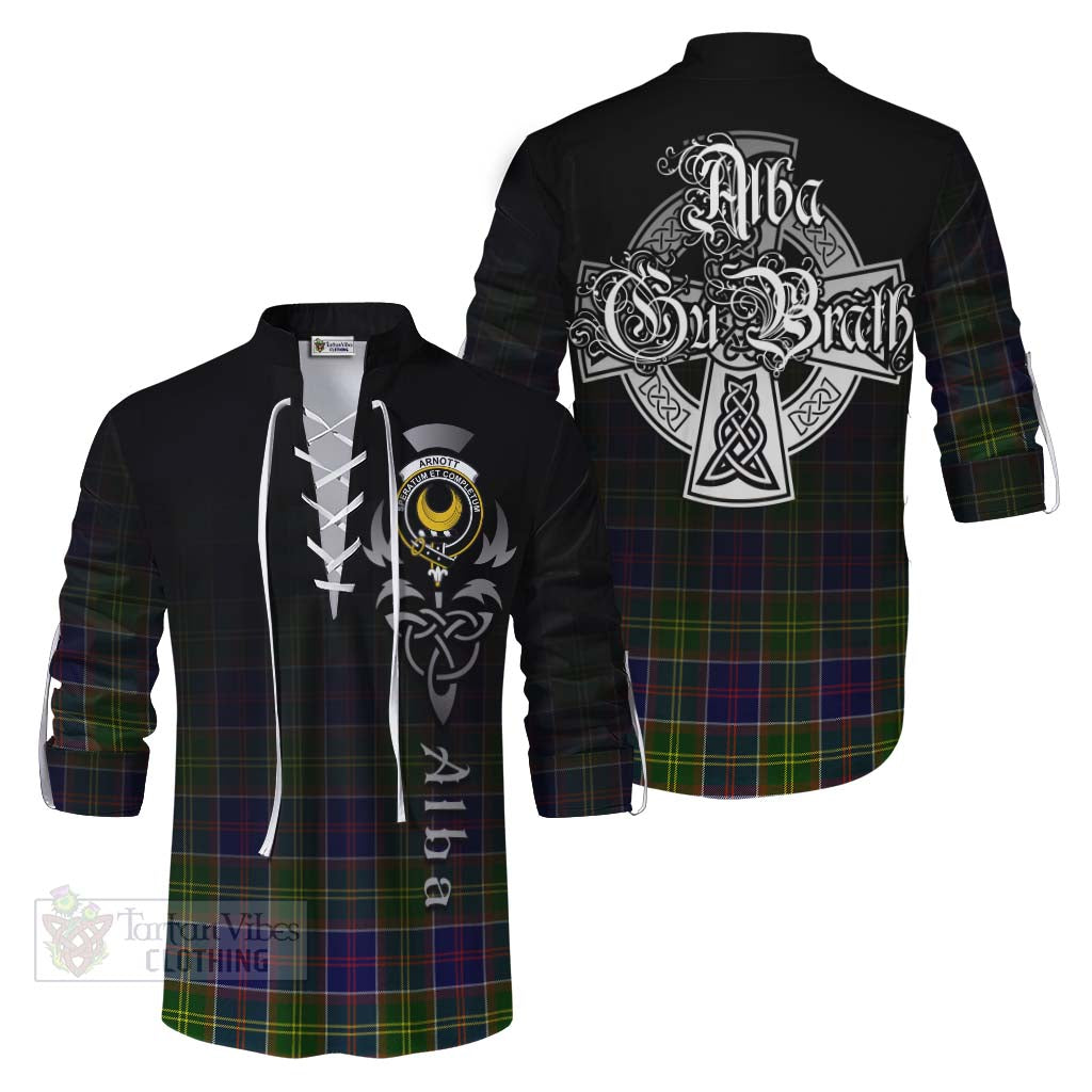 Arnott Tartan Ghillie Kilt Shirt Featuring Alba Gu Brath Family Crest Celtic Inspired Men - Tartan Vibes Clothing