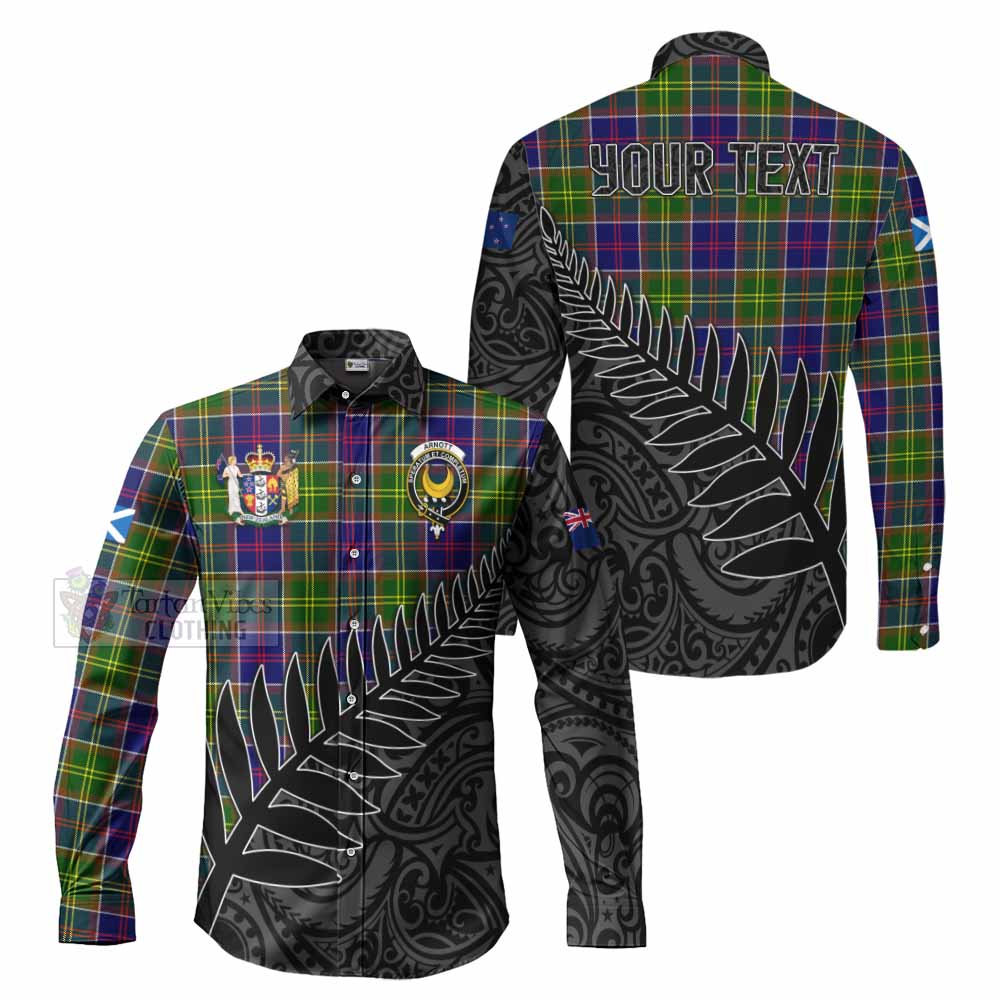 Arnott Crest Tartan Long Sleeve Button Shirt with New Zealand Silver Fern Half Style Men's Shirt S - Tartan Vibes Clothing