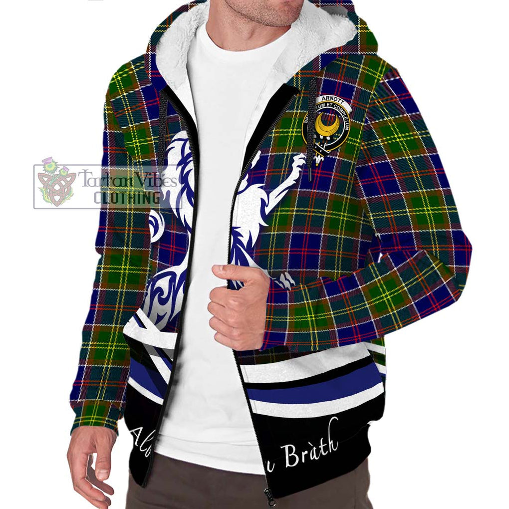Arnott Tartan Sherpa Hoodie with Alba Gu Brath Regal Lion Emblem Unisex S - Tartan Vibes Clothing