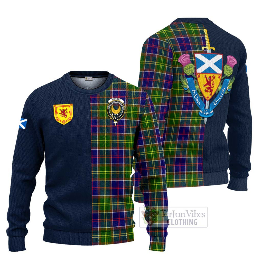 Arnott Tartan Ugly Sweater Alba with Scottish Lion Royal Arm Half Style Unisex - Tartan Vibes Clothing