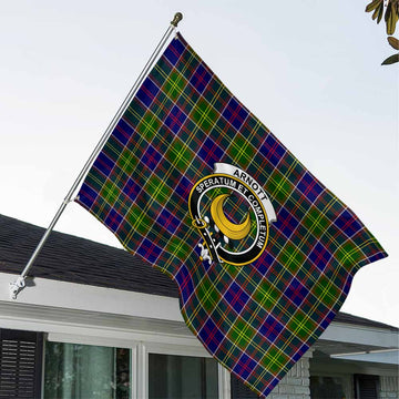 Tartan Vibes Clothing Arnott Tartan House Flag with Family Crest