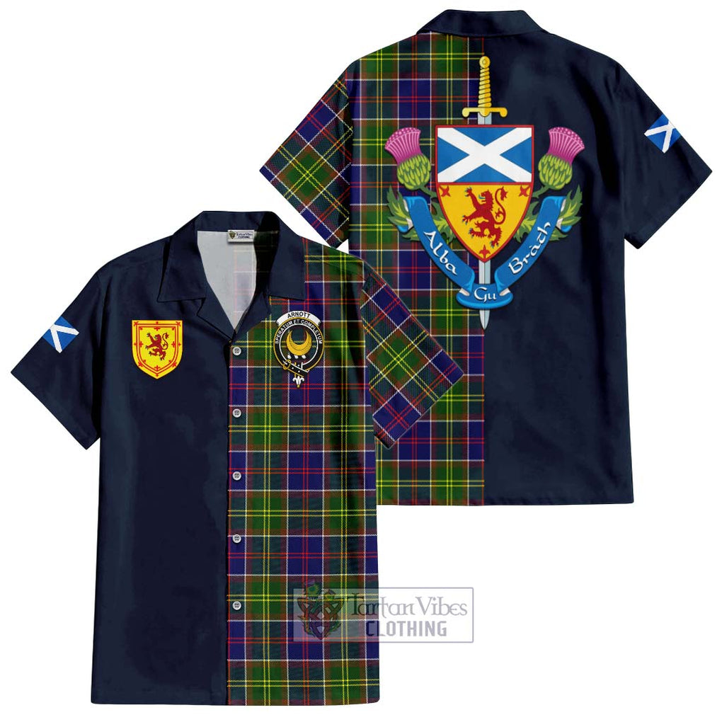 Arnott Tartan Hawaiian Shirt Alba with Scottish Lion Royal Arm Half Style Kid - Tartan Vibes Clothing