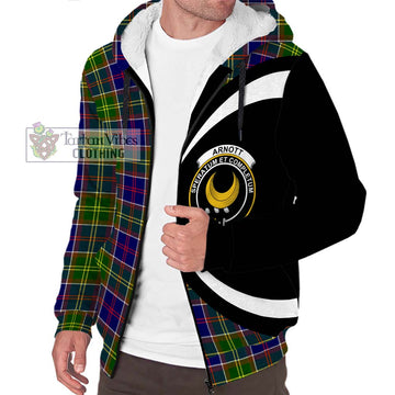 Arnott Tartan Sherpa Hoodie with Family Crest Circle Style Unisex S - Tartan Vibes Clothing
