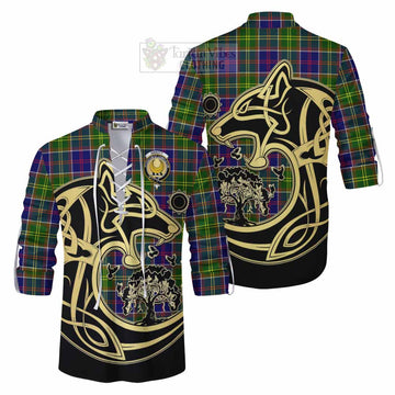 Arnott Tartan Ghillie Kilt Shirt with Family Crest Celtic Wolf Style Men - Tartan Vibes Clothing