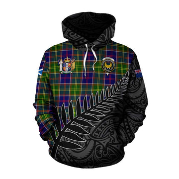 Arnott Crest Tartan Cotton Hoodie with New Zealand Silver Fern Half Style Pullover Hoodie XS - Tartan Vibes Clothing