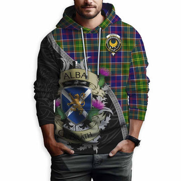 Arnott Tartan Family Crest Hoodie Lion Rampant Royal Thistle Shield Celtic Inspired Pullover Hoodie - Tartan Vibes Clothing