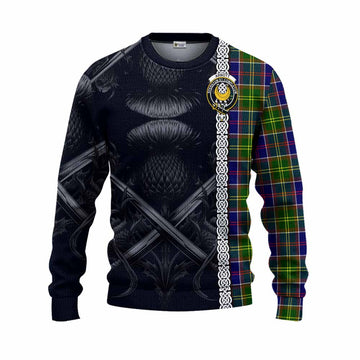 Arnott Tartan Knitted Sweater with Family Crest Cross Sword Thistle Celtic Vibes Unisex - Tartan Vibes Clothing