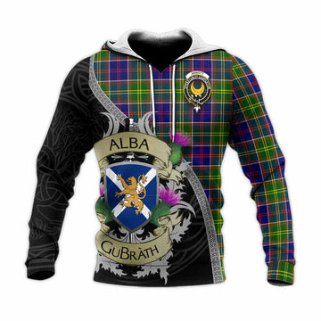 Arnott Tartan Family Crest Knitted Hoodie Lion Rampant Royal Thistle Shield Celtic Inspired Unisex Knitted Pullover Hoodie - Tartan Vibes Clothing